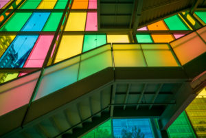 Canada, Quebec, Montreal, Palais des Congres de Montreal, convention center, colored windows Canada, Quebec, Montreal, Palais des Congres de Montreal, convention center, colored windows